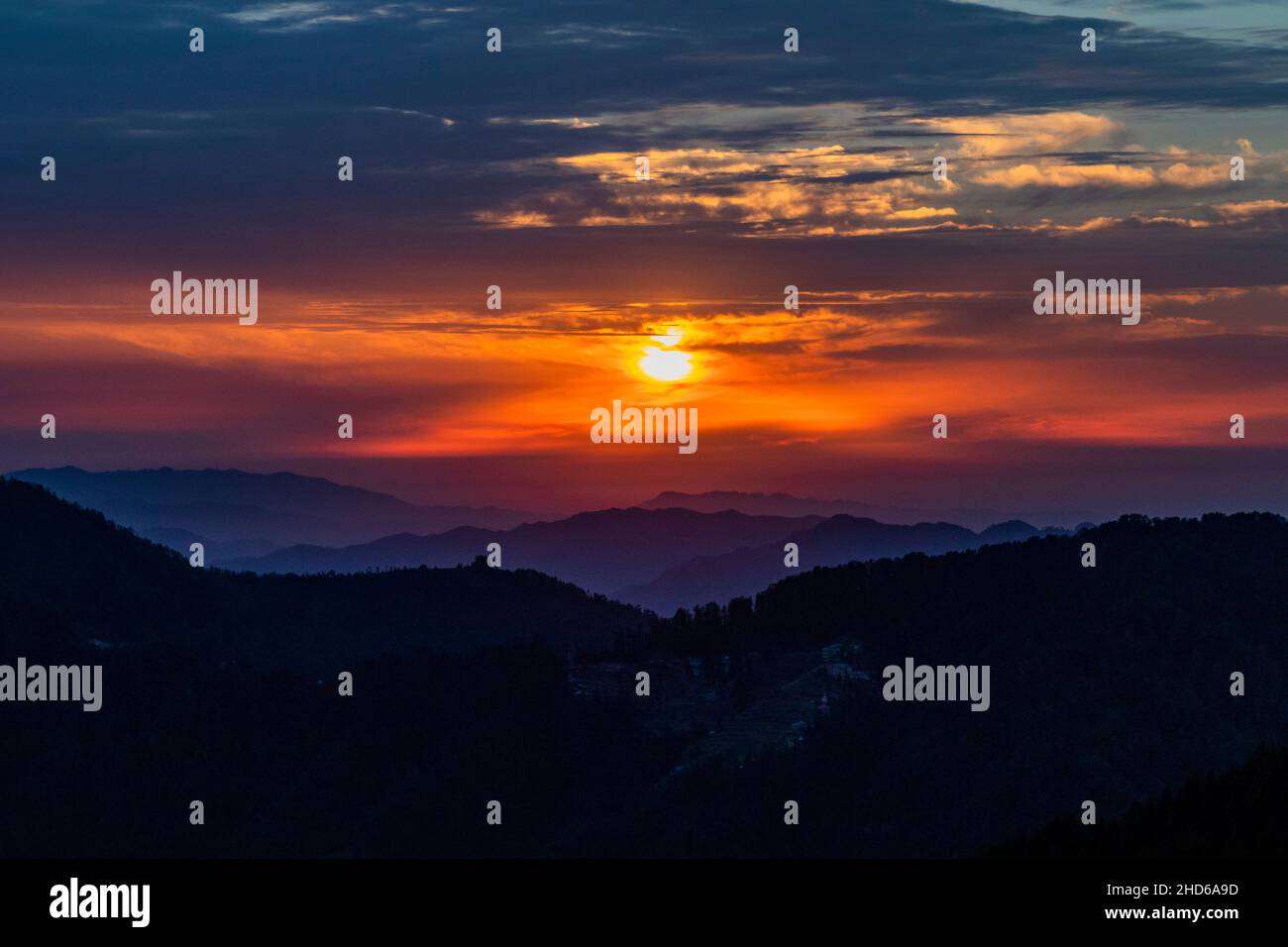 Verschiedene Ausblicke auf die Berge von Shimla Stockfoto