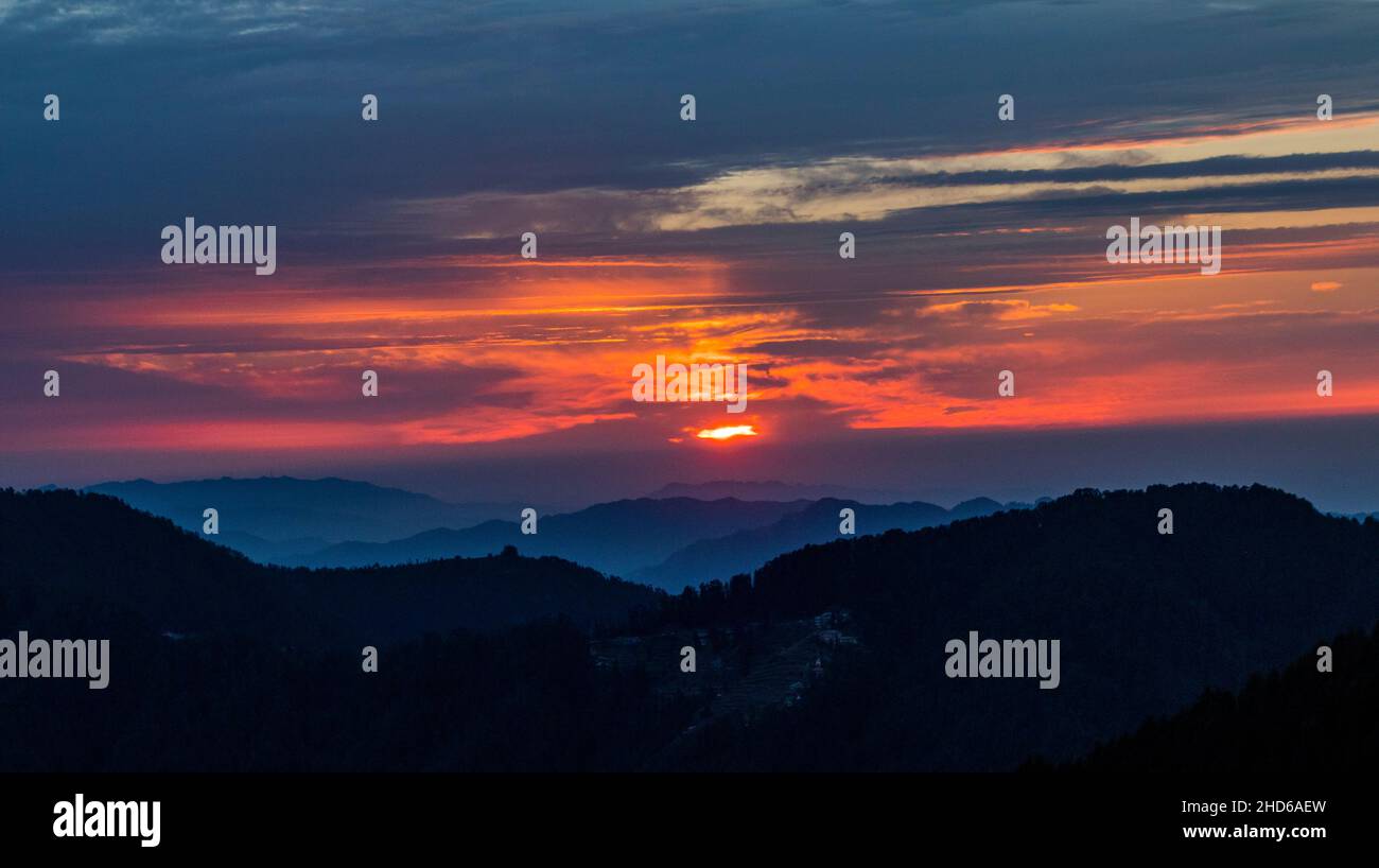 Verschiedene Ausblicke auf die Berge von Shimla Stockfoto
