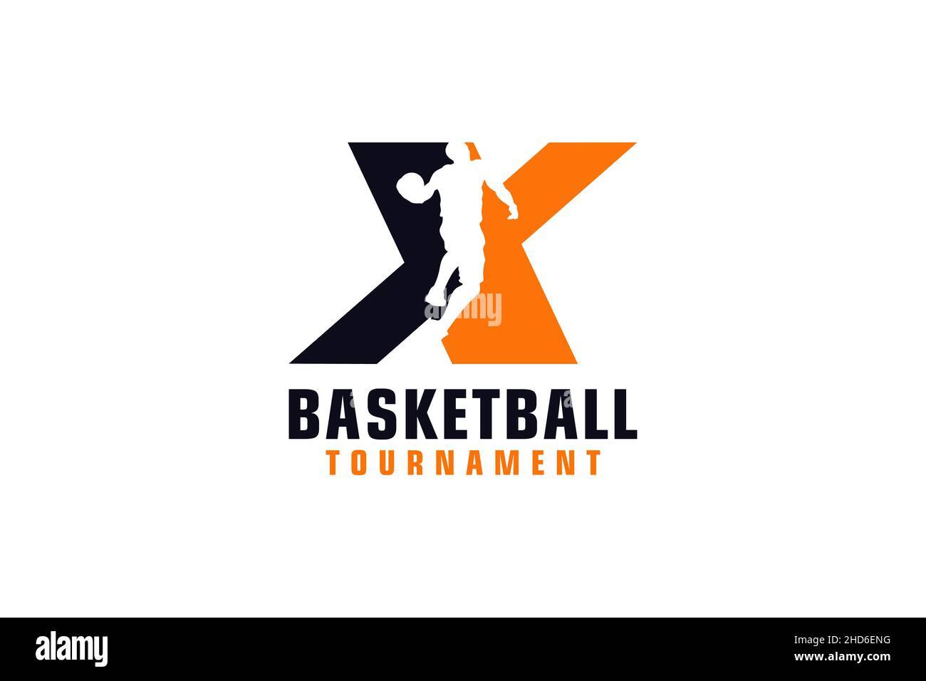 Buchstabe X mit Basketball-Logo-Design. Vektor Design Template Elemente für Sport Team oder Corporate. Stock Vektor