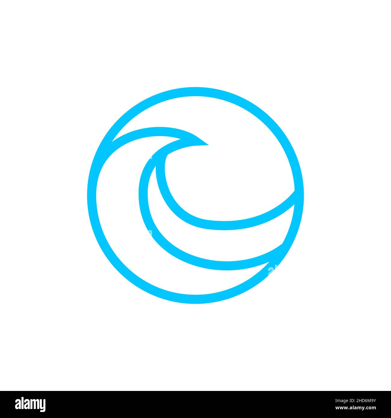 Abstrakt blauen Kreis mit Welle Linie minimalistischen Logo Design Vektor Grafik Symbol Illustration kreative Idee Stock Vektor