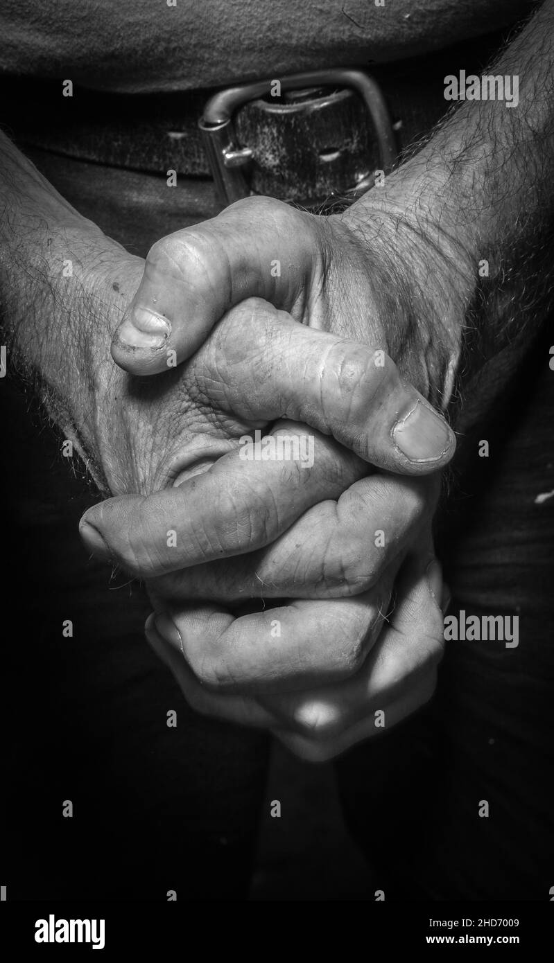 Nahaufnahme der Hände eines älteren Arbeiters Stockfoto