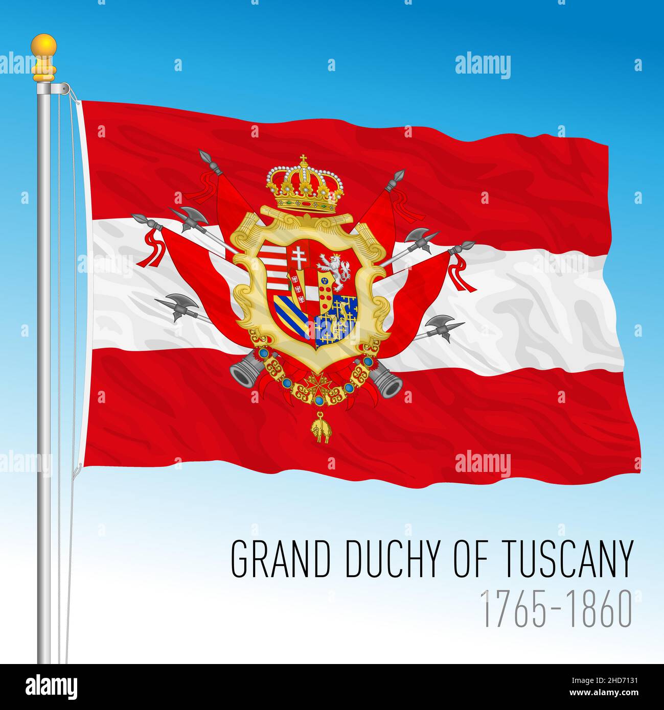 Großherzogtum Toskana historische Flagge, Toskana, Italien, antikes präunitäres Land, 1815 - 1860, vektorgrafik Stock Vektor