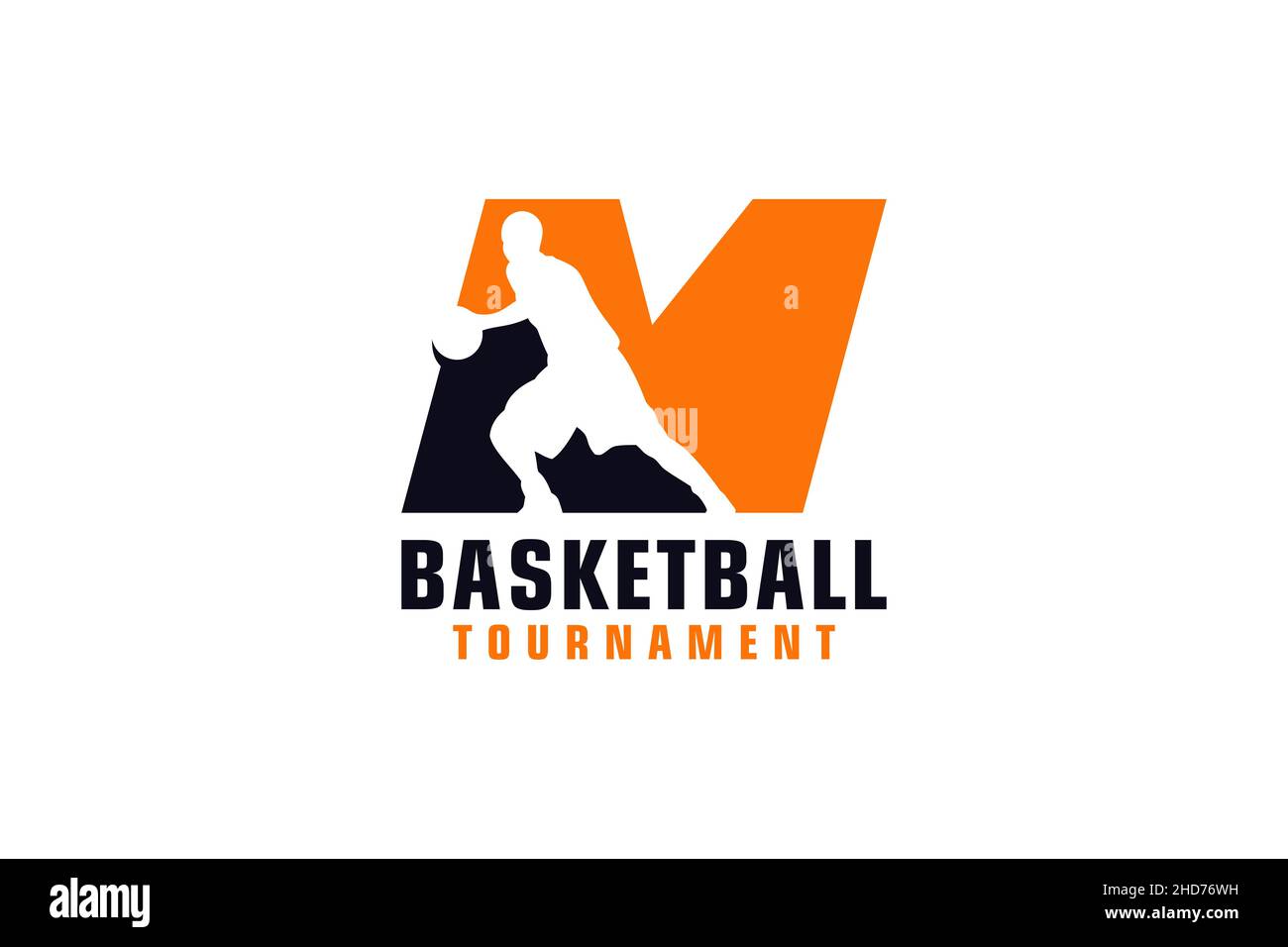 Buchstabe M mit Basketball-Logo-Design. Vektor Design Template Elemente für Sport Team oder Corporate. Stock Vektor