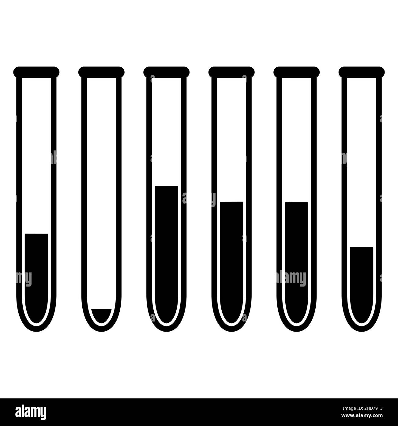 Vektorsymbole für chemische Reagenzgläser Satz mit verschiedenen Arten von Kolben, minimalistische, flache Abbildungen. Experiment chemische Kolben für Wissenschaft isoliert auf wh Stock Vektor