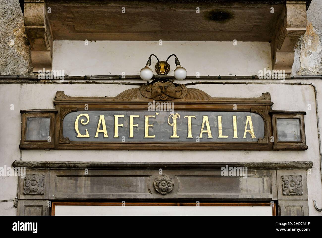 Caffè Italia, ein altes italienisches Cafeteria-Schild. Stockfoto