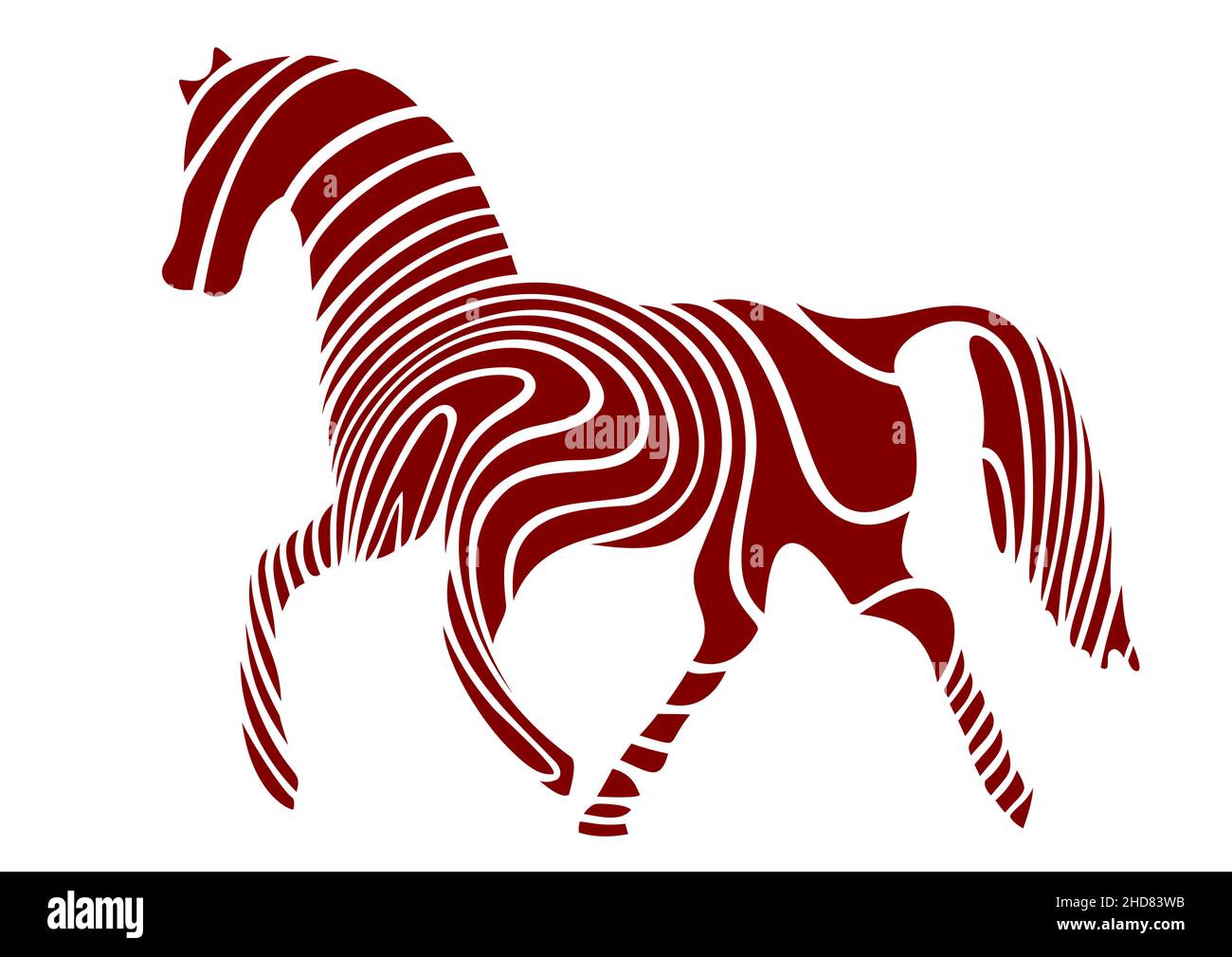 Weiße Streifen über der kastanienroten Farbe Pferd, Pferde-Logo, Label-Design und Zeichen für Unternehmen Stock Vektor