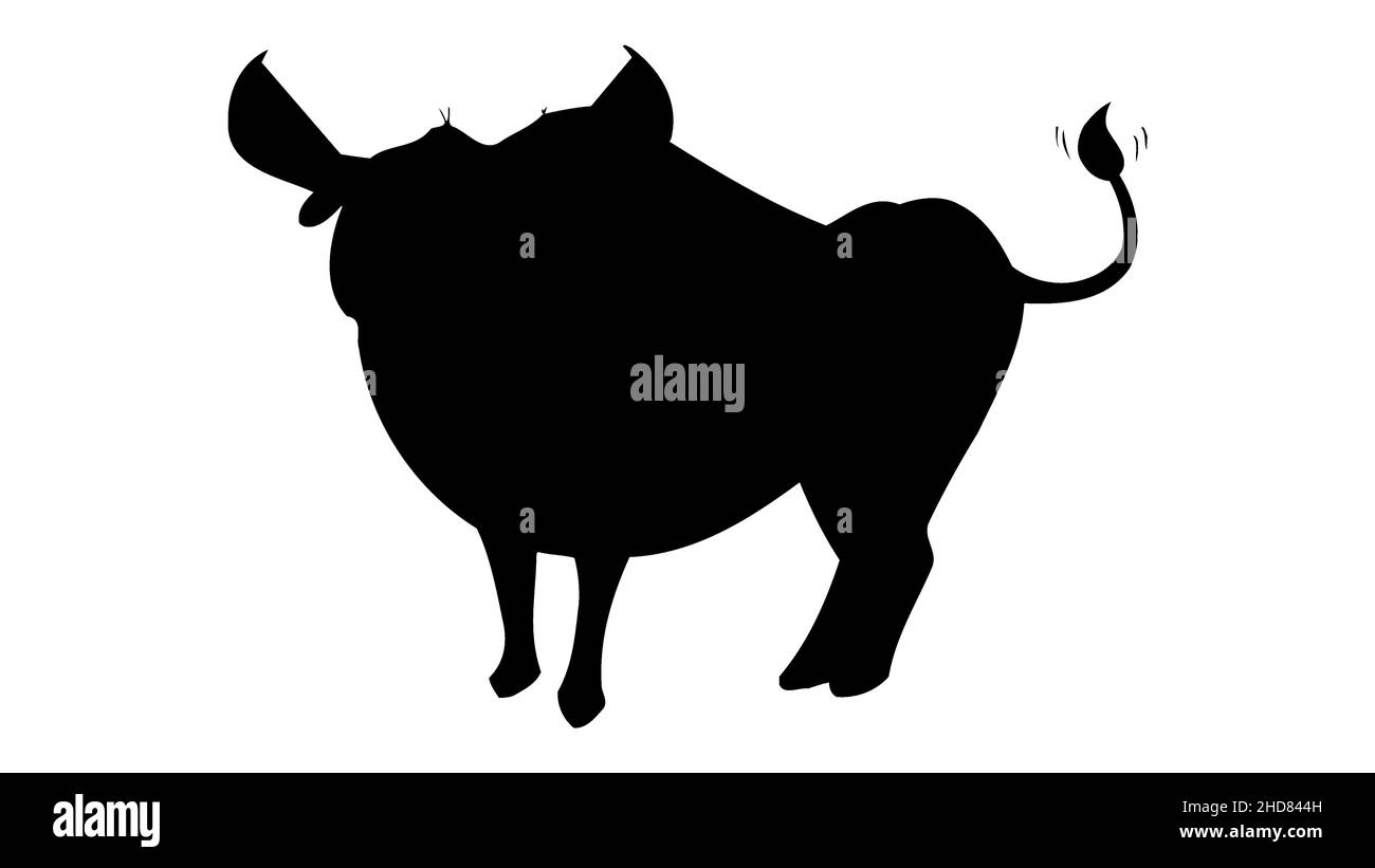 Vektor-Illustration eines schwarzen Silhouette Stier isoliert auf weißem Hintergrund. Icon Bull Seitenansicht Profil. Cartoon-Stil Stock Vektor