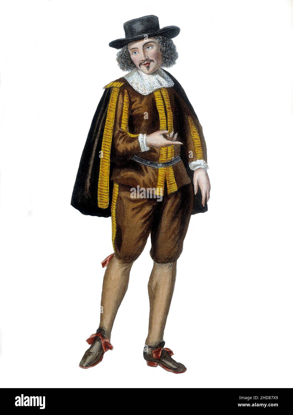 Moliere in der Rolle der Sganarelle - Portrait de Moliere en Habit de Sganarelle dans 'l'ecole de maris' Stockfoto