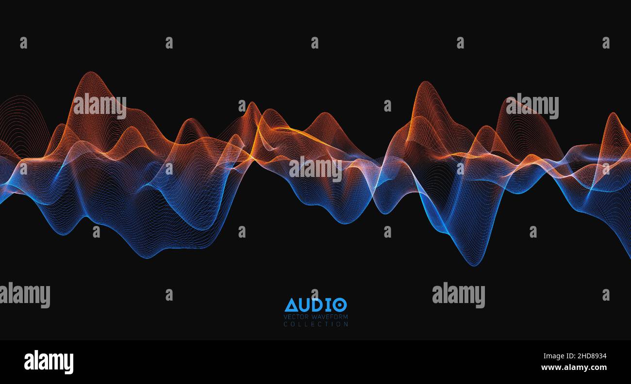 3d-Audio-Soundwave. Bunte Musik pulsiert die Schwingung. Leuchtendes Impulsmuster Stock Vektor