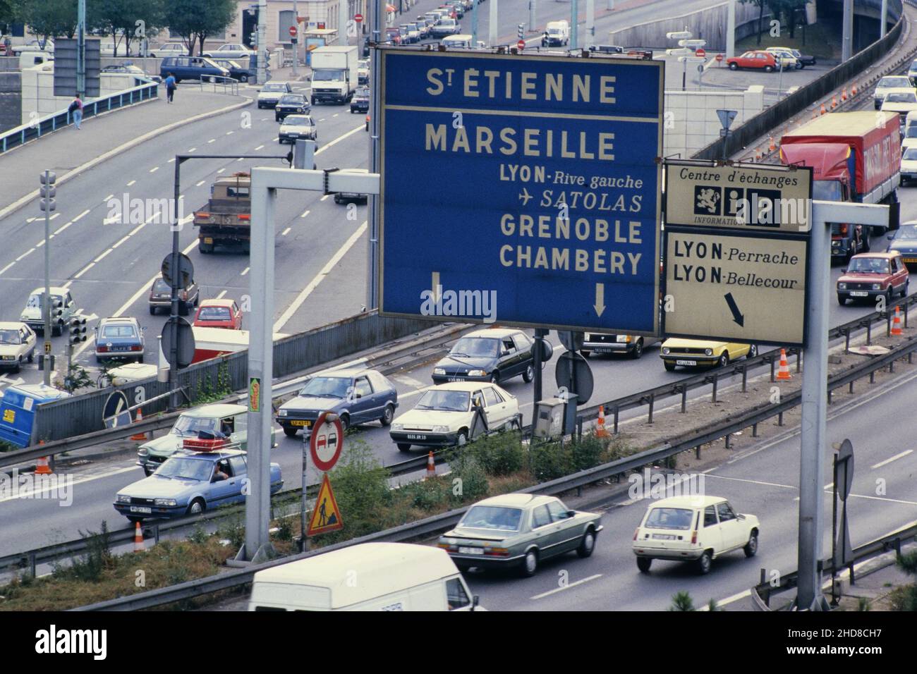 Archiv 80ies: Fourvieres-Tunnel, kritischer Transitpunkt, Perrache-Bezirk, Lyon, Zentralfrankreich Stockfoto