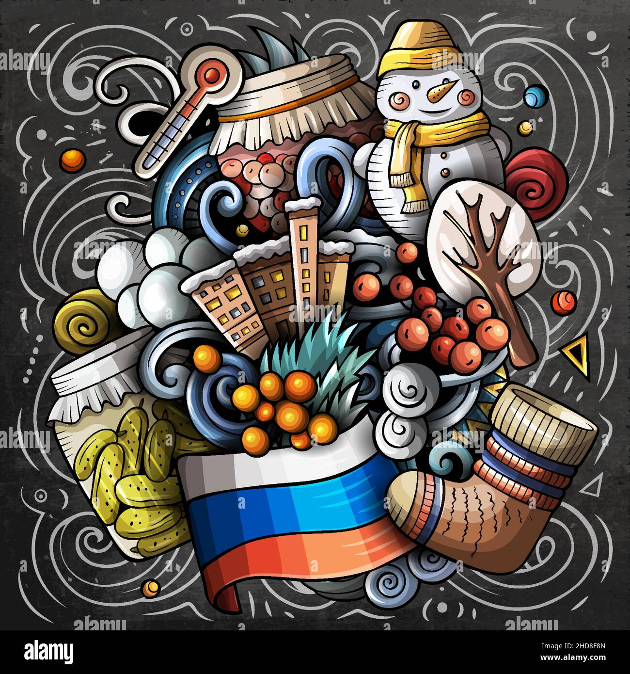 Russland Cartoon Vektor Doodle Kreidetafel Illustration Stock Vektor