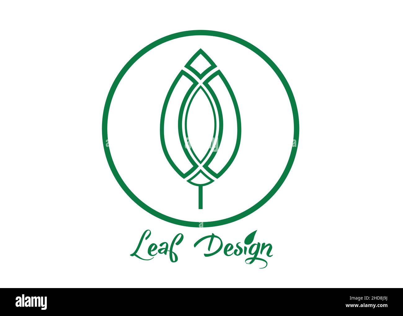 Vektorblatt, Kreisform grünes abstraktes Emblem, Logo-Vorlage Designkonzept, Logo-Element für Vorlage. Geometrische Blätter rundes Zeichen, grüne Farbe Stock Vektor