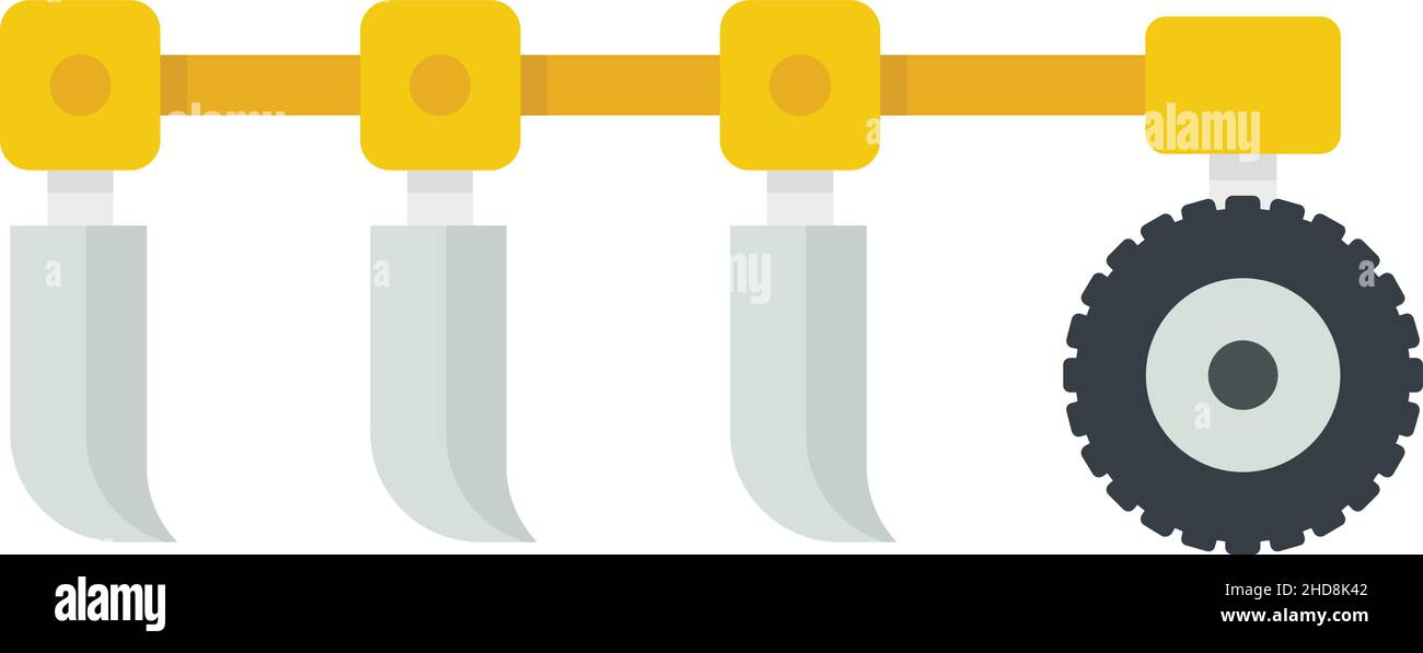 Symbol „Traktorpflug“. Flache Darstellung des Vektorsymbols für den Traktor-Pflug auf weißem Hintergrund isoliert Stock Vektor