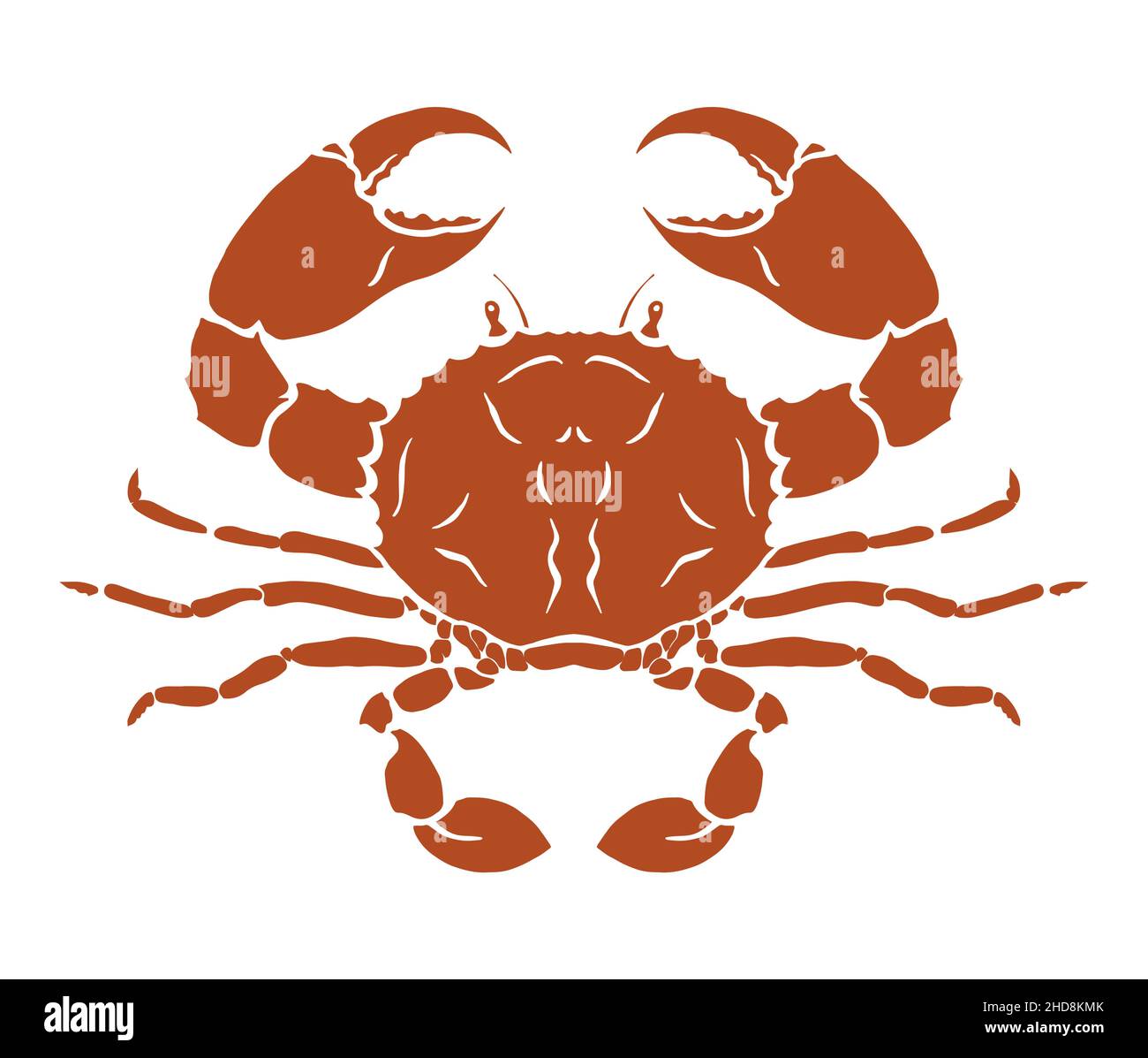 Silhouette einer meerkribben Krabbe auf weißem Hintergrund. Die Unterwasserwelt der Tiere. Köstliche Delikatesse auf der Speisekarte des Restaurants. Vektor isolierte Kunst il Stock Vektor