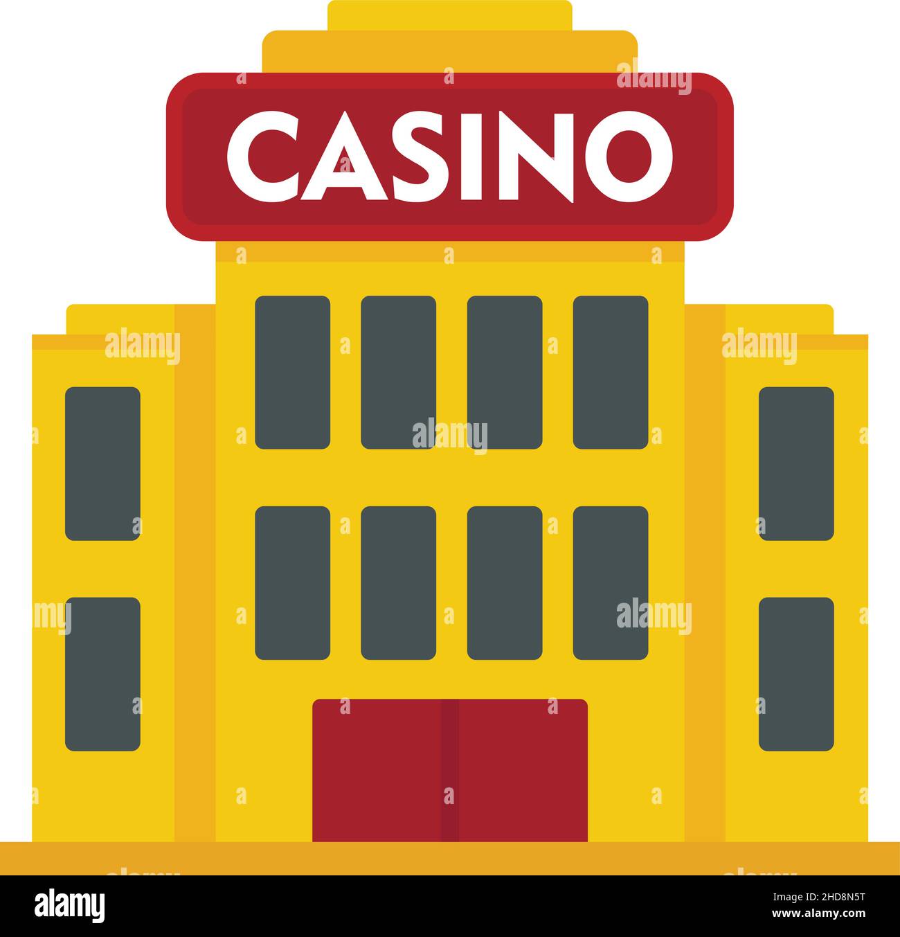Symbol für das Casino-Gebäude. Flache Abbildung des Casino Gebäude Vektor-Symbol isoliert auf weißem Hintergrund Stock Vektor