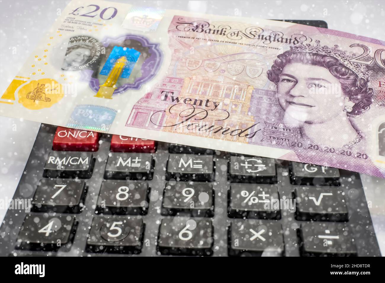 Nahaufnahme des britischen Pfund Sterling auf dem Rechner Stockfoto