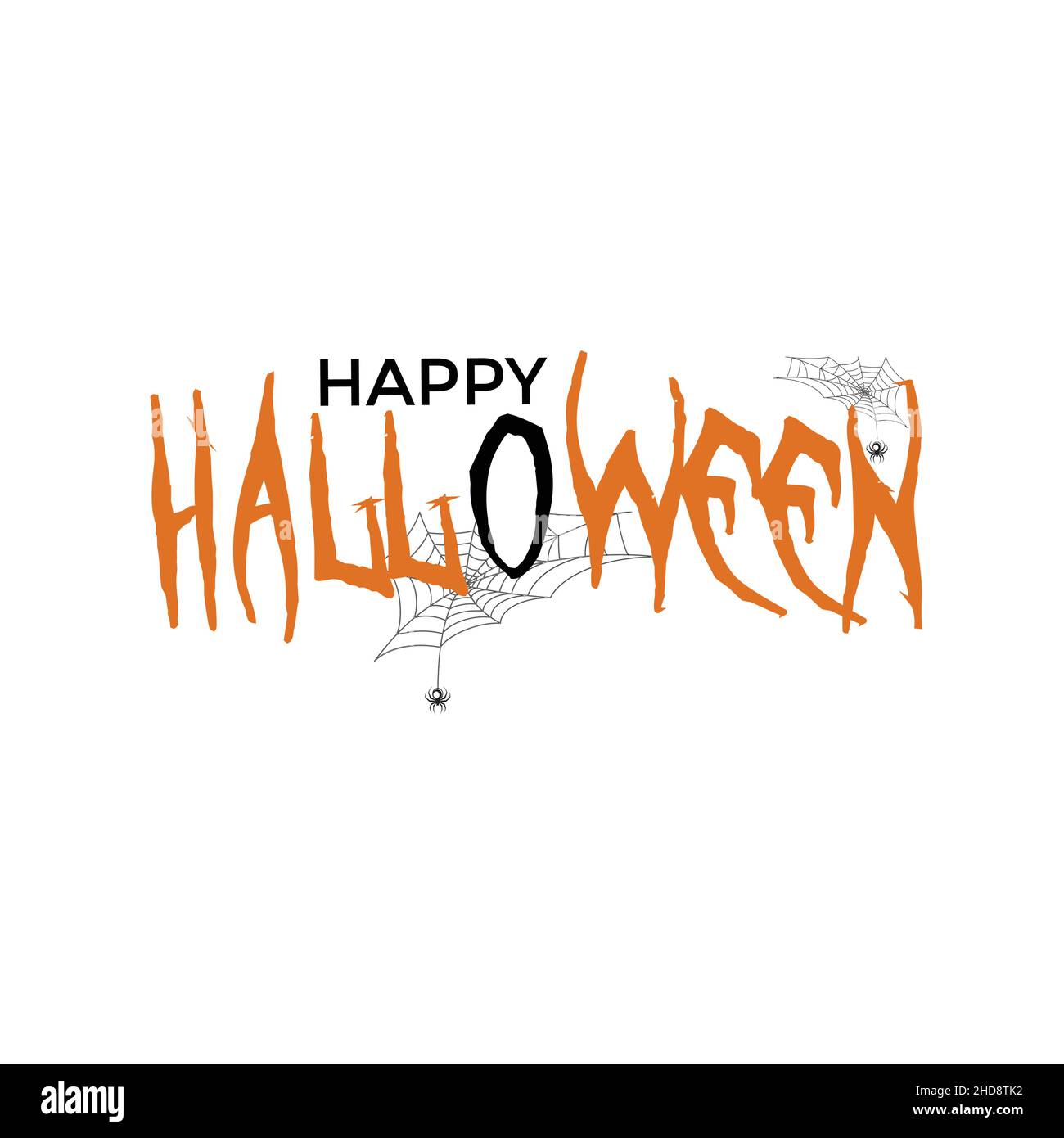 Fröhliche Halloween Typografie Banner, Vektor-Illustration mit Netz und Spinne, Kalligraphie von 'Halloween' Stock Vektor