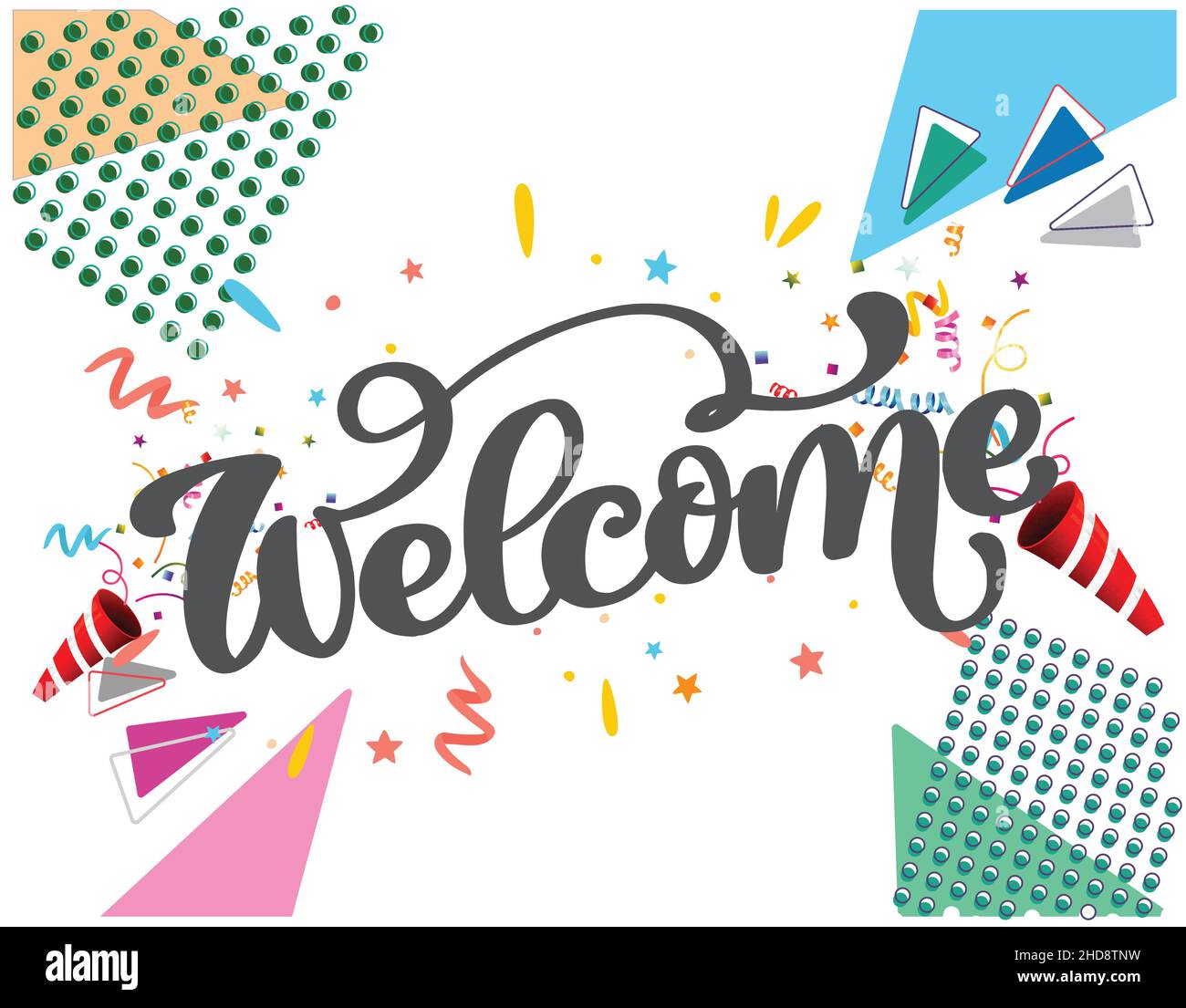 Willkommensbanner. Karte, Postkarte, Banner. Willkommen-Bildervektor-Illustration, Hintergrunddesign Stock Vektor