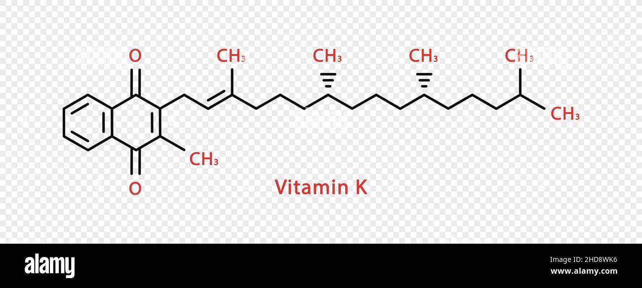 Chemische Formel von Vitamin K. Vitamin K strukturelle chemische Formel