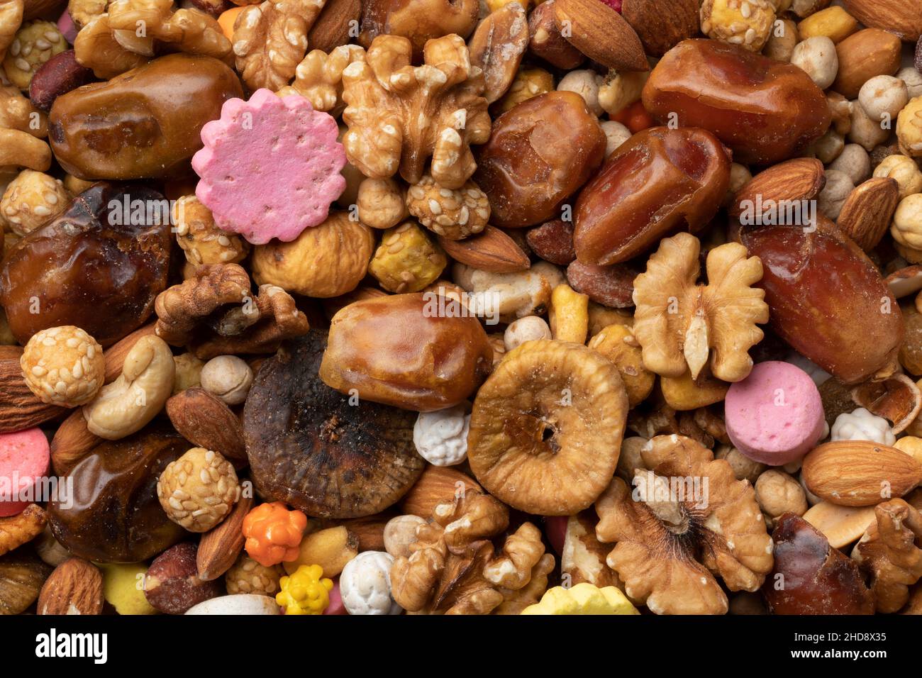 Traditionelle marokkanische Ashura Snack Nahaufnahme Vollformat als Hintergrund Stockfoto