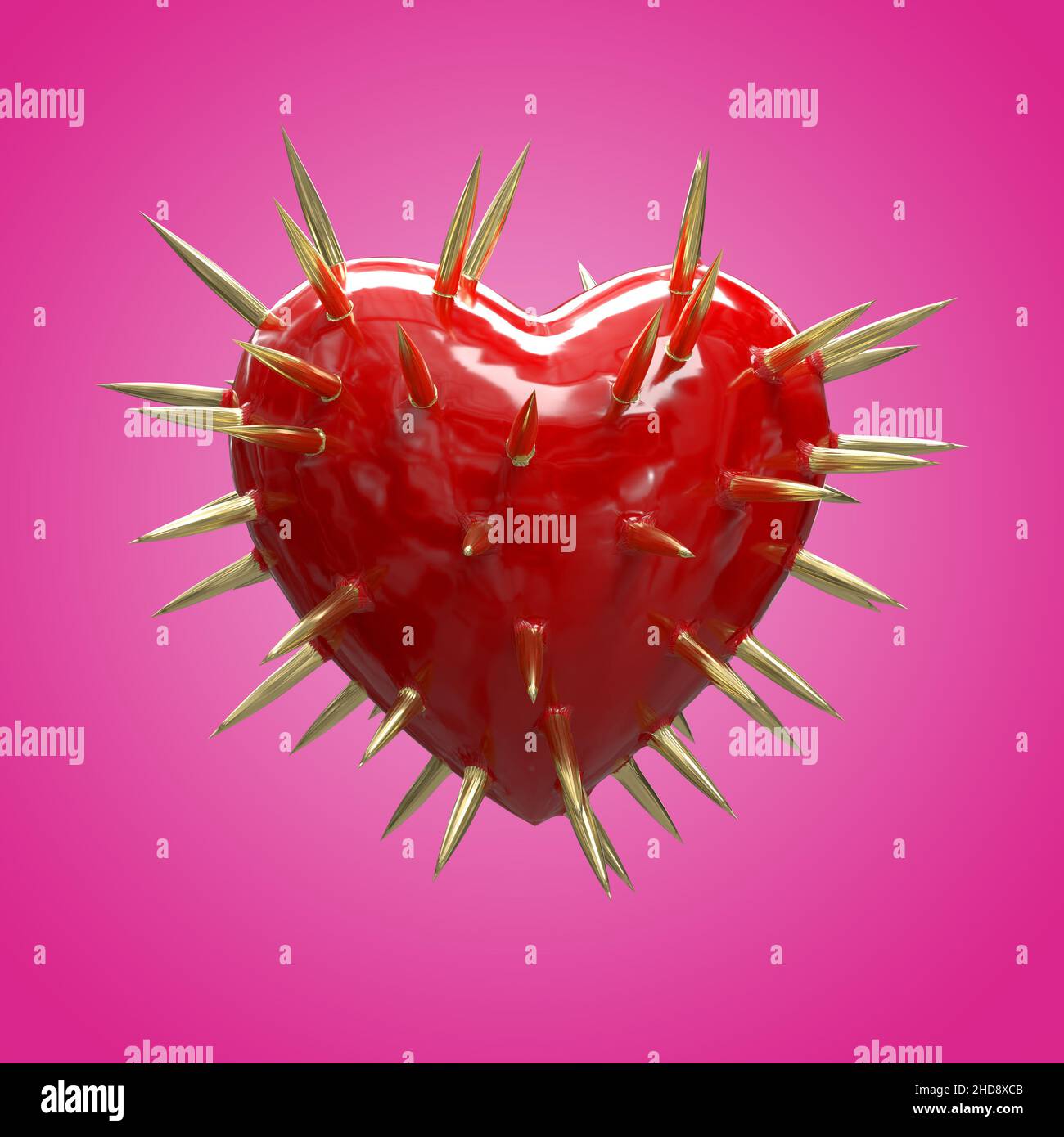 3D Render of Spike Hearts Stockfoto