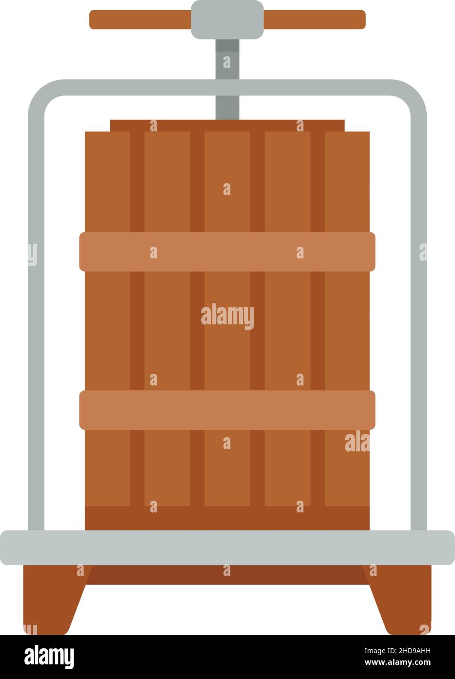 Symbol für die Holzweinpresse. Flache Darstellung des Holz-Weinpresse-Vektor-Symbols isoliert auf weißem Hintergrund Stock Vektor