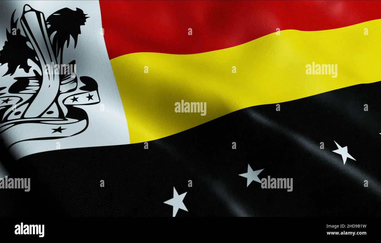 3D Illustration der schwenkenden Flagge der Provinz Papua-Neuguinea von Madang Stockfoto