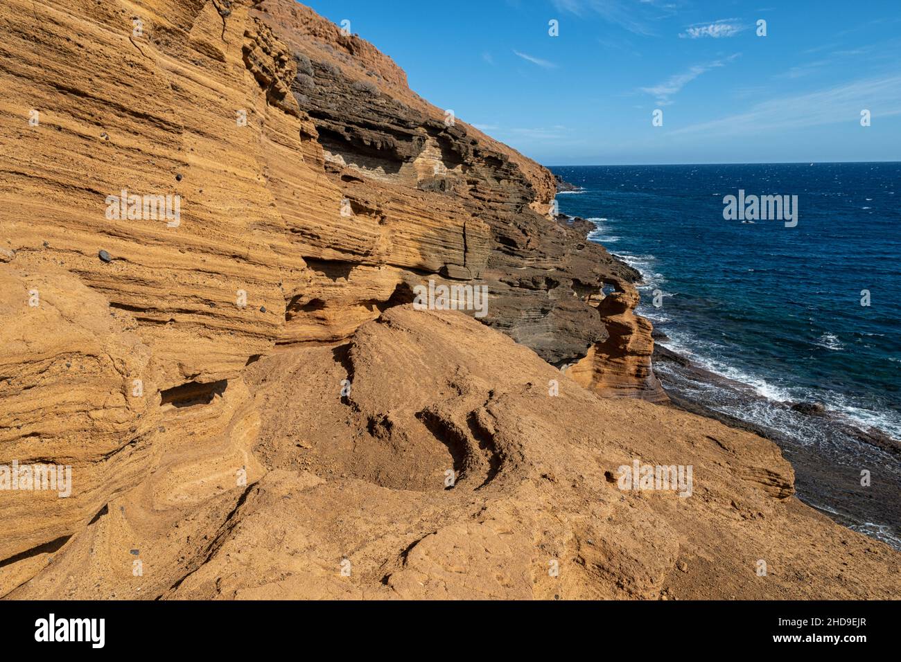 Die Felsen von Cala Amarilla auf der Kanarischen Insel Teneriffa Stockfoto
