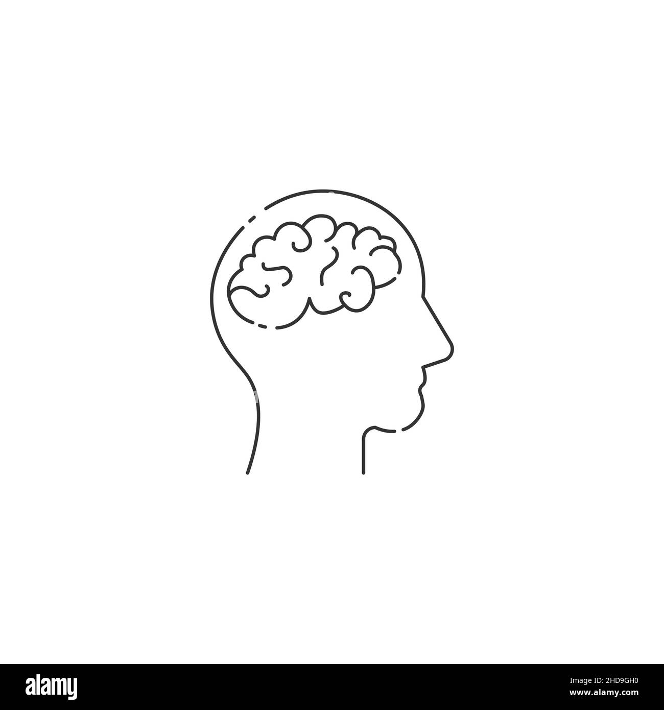 Symbol für die Vektorlinie des Hirnkopfes bearbeitbarer Strich. Problemlösungskonzept. Hirnliniensymbol für Infografik, Website oder App. Vektorgrafik für Aktien Stock Vektor
