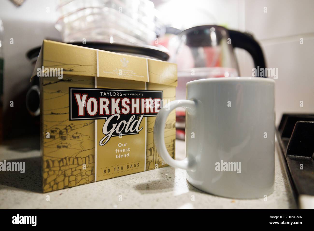 Teebeutel der Marke Yorkshire Gold Stockfoto