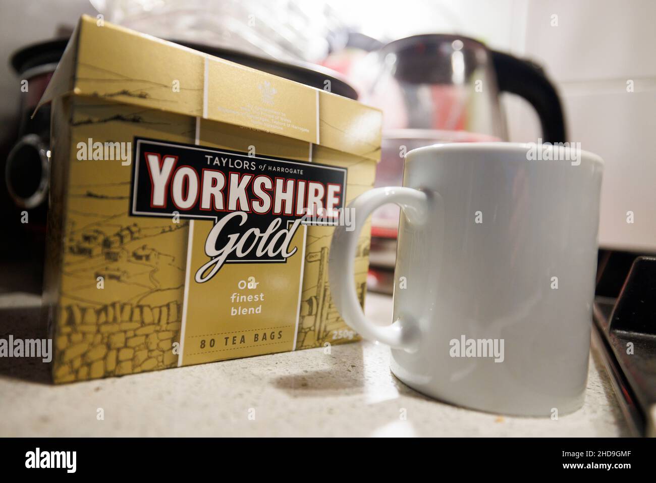 Teebeutel der Marke Yorkshire Gold Stockfoto