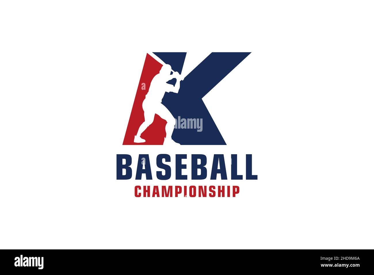 Buchstabe K mit Baseballlogo-Design. Vektor Design Template Elemente für Sport Team oder Corporate. Stock Vektor
