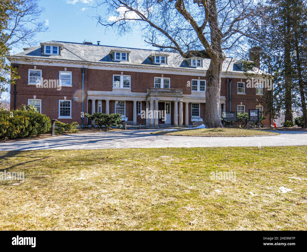 Das Old North Bridge Visitors Center in Concord, Massachusetts Stockfoto