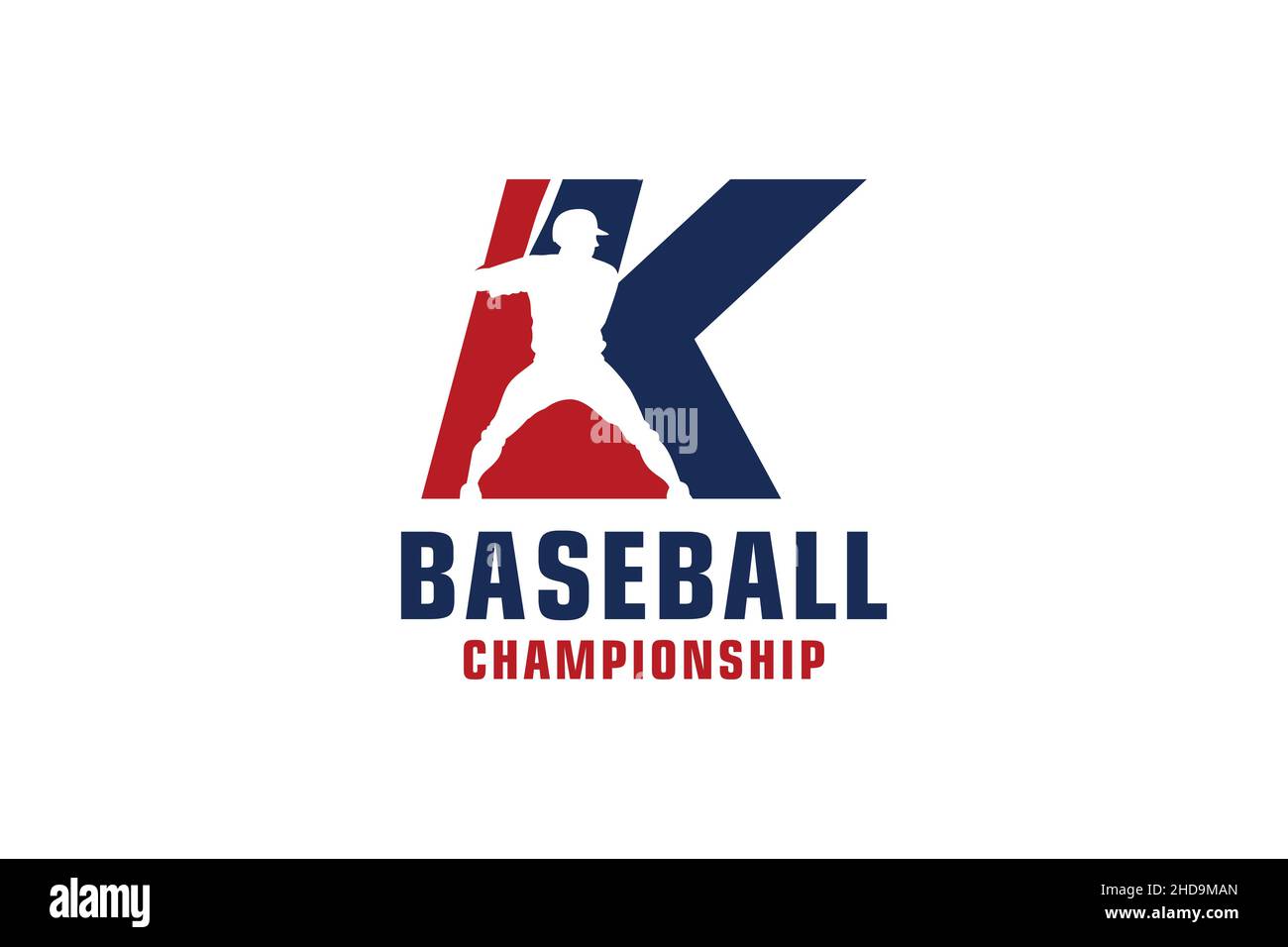 Buchstabe K mit Baseballlogo-Design. Vektor Design Template Elemente für Sport Team oder Corporate. Stock Vektor