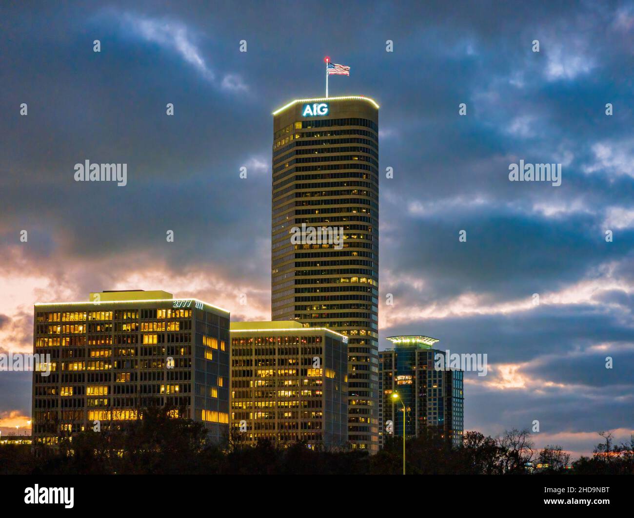 Texas, DEZ 26 2021 - Blick bei Sonnenuntergang auf die Wohnung Stockfoto