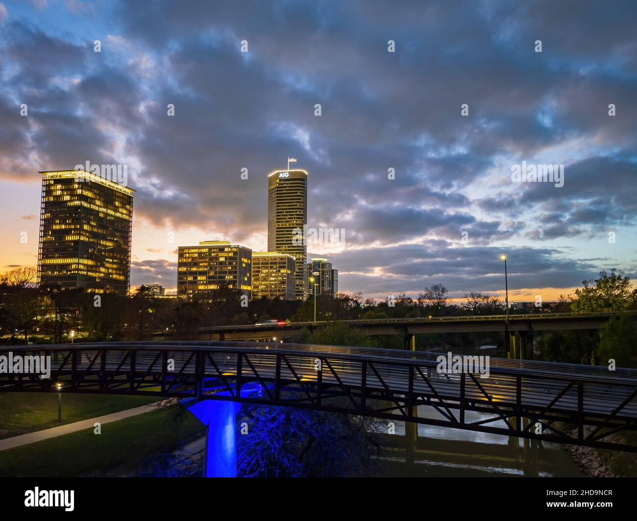 Texas, DEZ 26 2021 - Blick bei Sonnenuntergang auf die Wohnung Stockfoto