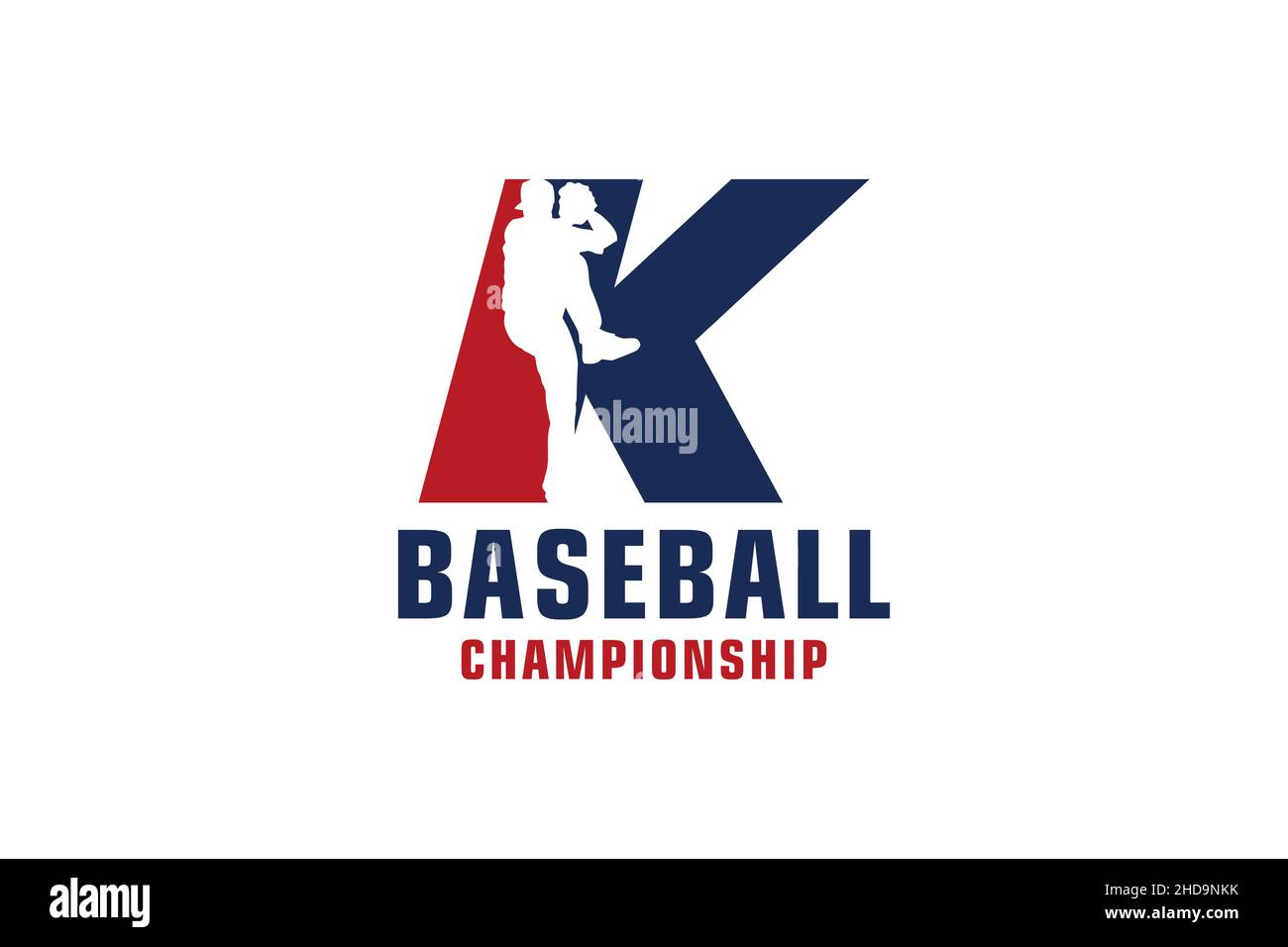 Buchstabe K mit Baseballlogo-Design. Vektor Design Template Elemente für Sport Team oder Corporate. Stock Vektor