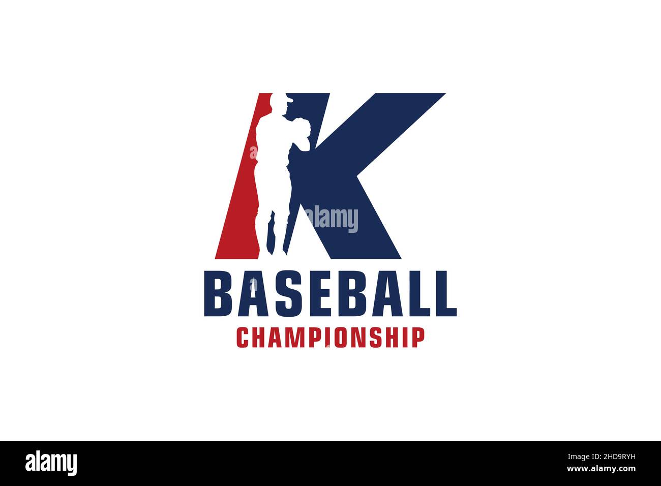 Buchstabe K mit Baseballlogo-Design. Vektor Design Template Elemente für Sport Team oder Corporate. Stock Vektor