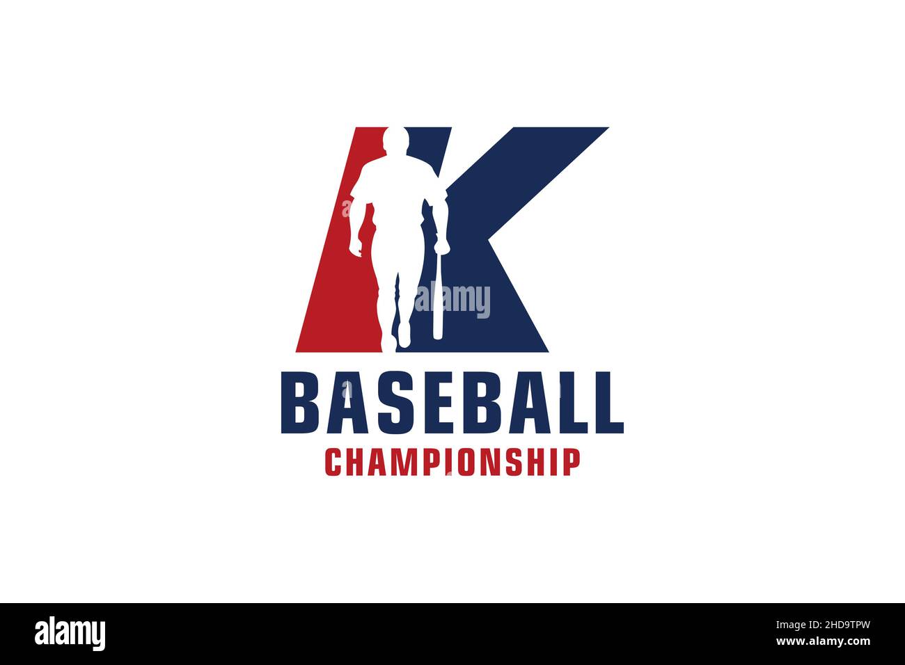Buchstabe K mit Baseballlogo-Design. Vektor Design Template Elemente für Sport Team oder Corporate. Stock Vektor