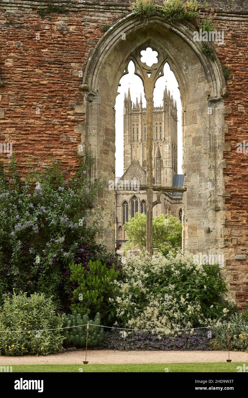 Wells Cathedral Bishops Palace und Vikare in der Nähe Stockfoto