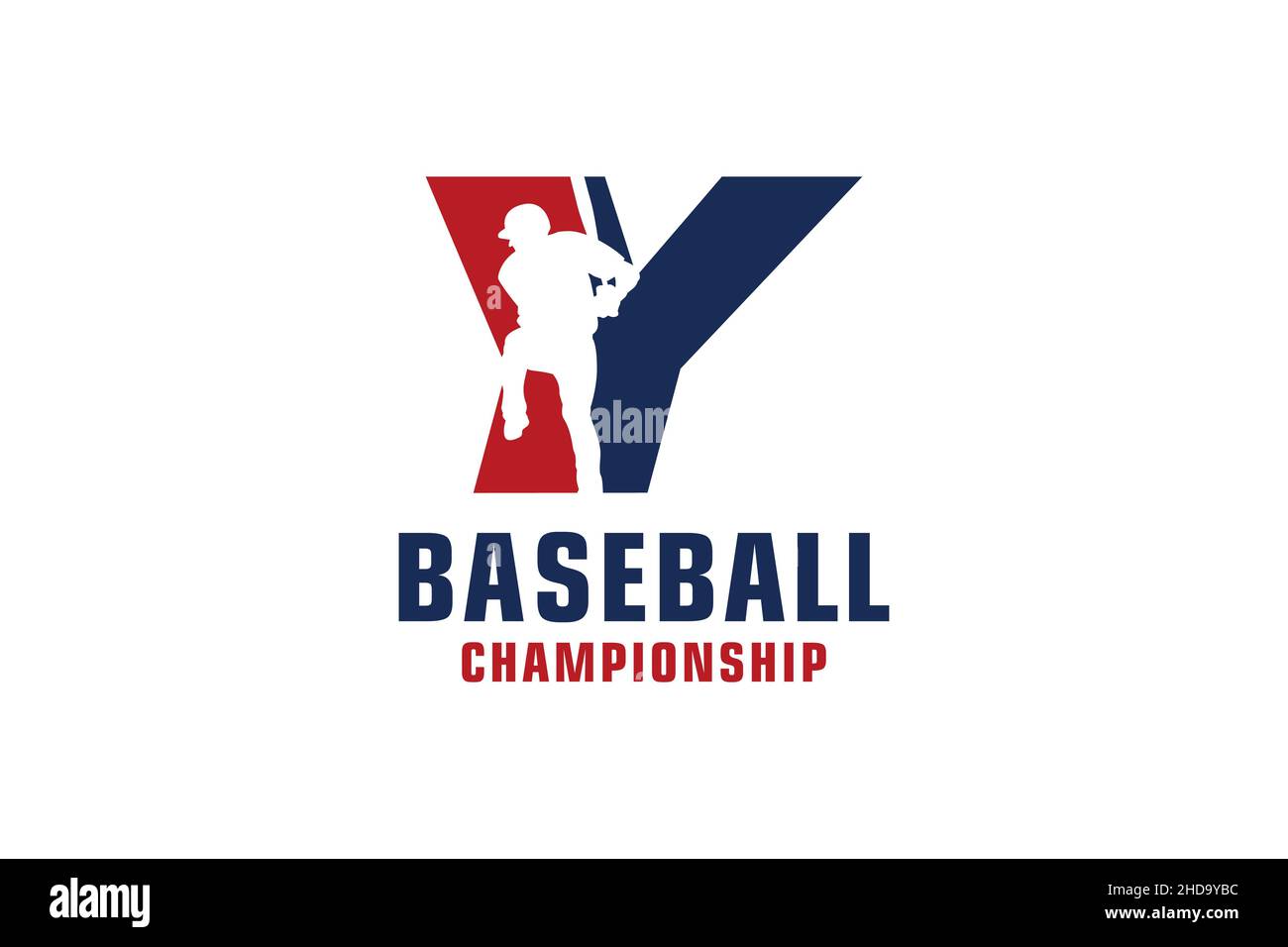 Buchstabe Y mit Baseballlogo-Design. Vektor Design Template Elemente für Sport Team oder Corporate. Stock Vektor