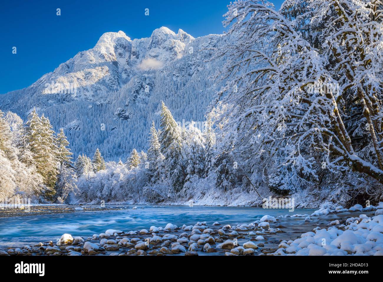 Das Middle Fork Snoqualmie Natural Resources Conservation Area (NRCA) in North Bend, Washington, wurde 2011 gegründet. Stockfoto