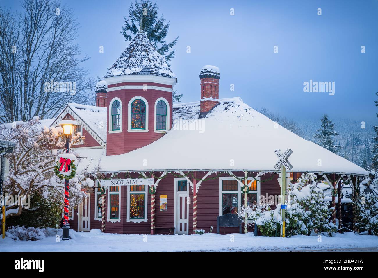 Das Northwest Railway Museum (NRM) ist ein Eisenbahnmuseum in Snoqualmie, King County, Washington. Stockfoto