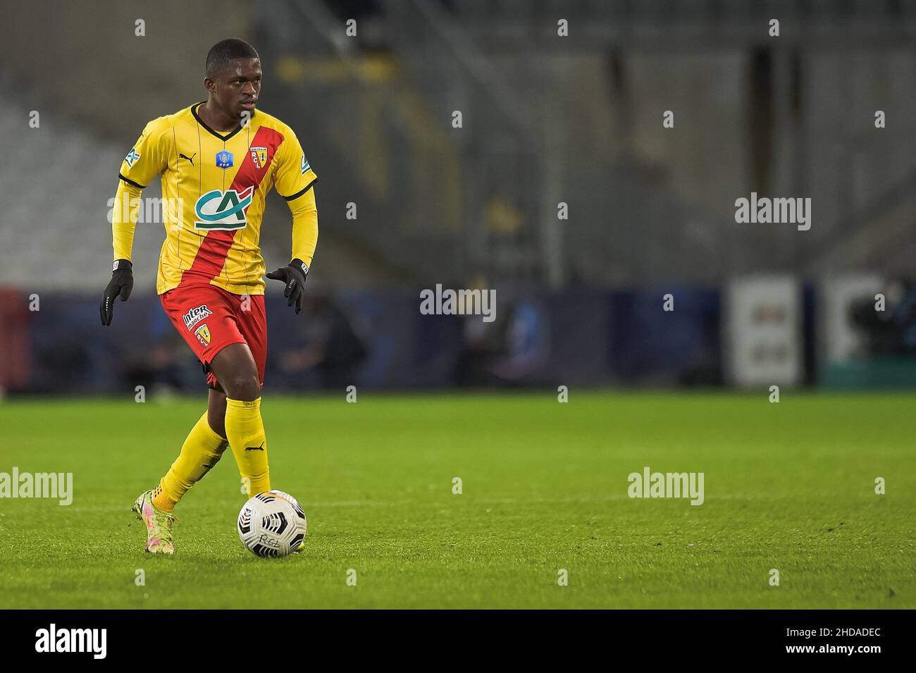 XXXX während des Fußballspiels Lens (RCL) gegen Lille (LOSC) im Stade Bollaert Delelis in Lens am 4. Januar 2022. Foto von Julie Sebadelha/ABACAPRESS.COM Stockfoto