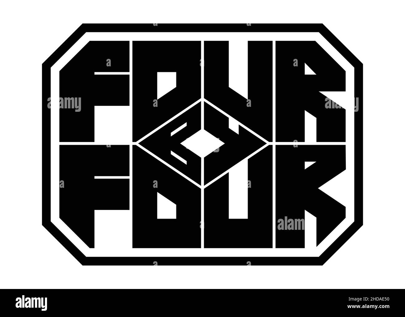 4x4-Logo. Vier mal vier Emblem. Digitale Typografie Illustration. Stock Vektor