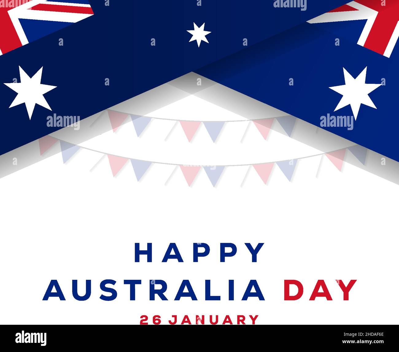 Minimalistisches Happy Australia Tagesdesign mit Flagge und Ornament. vektor-Illustration Stock Vektor