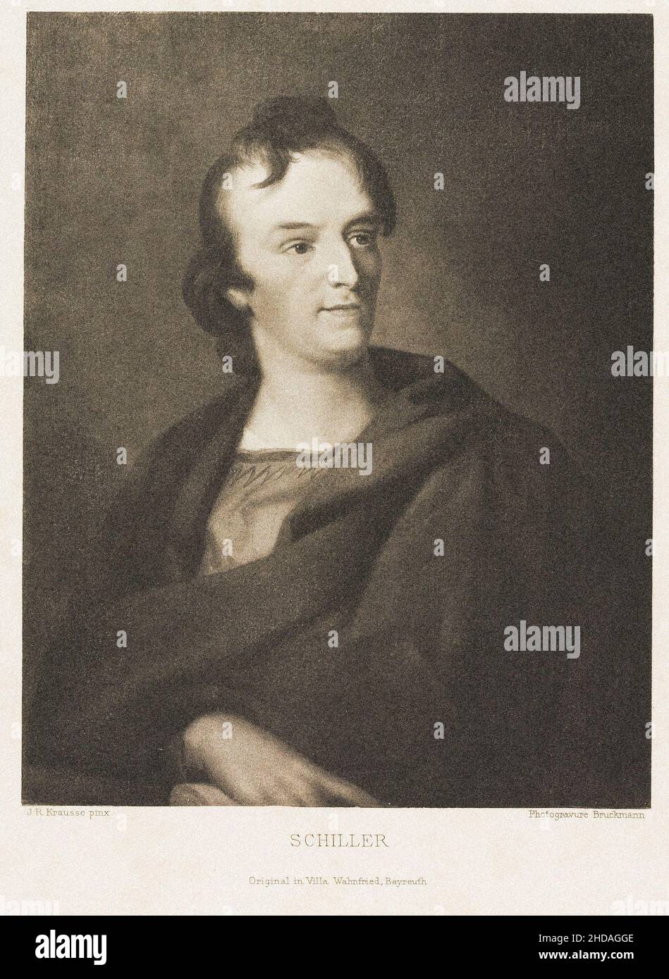 Kupferstich-Porträt von Friedrich Schiller von J.R. Krausse. Johann Christoph Friedrich (von) Schiller (1759 – 1805) war ein deutscher Dramatiker, Dichter und Schriftsteller Stockfoto