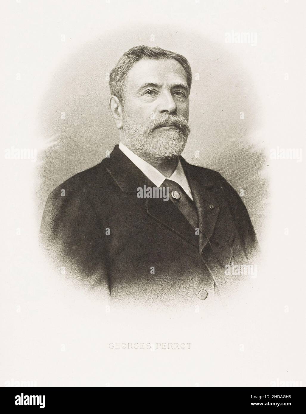Das Porträt von Georges Perrot aus dem 19th. Jahrhundert von P. Dujardin. Georges Perrot (1832 – 1914) war ein französischer Archäologe. Er lehrte an der Sorbonne von 1 Stockfoto