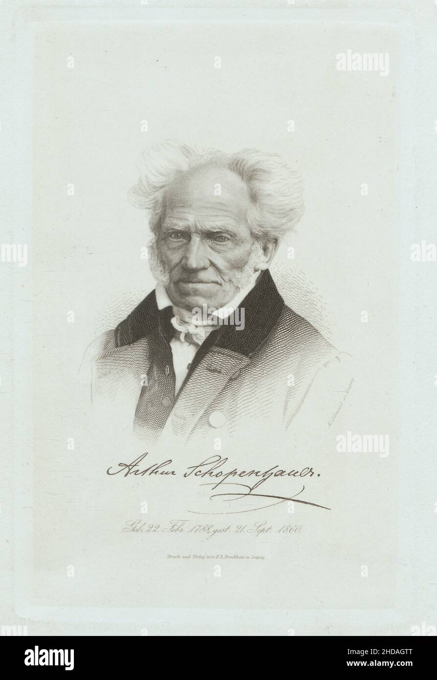 Porträt von Arthur Schopenhauer. 1870 Arthur Schopenhauer (1788 – 1860) war ein deutscher Philosoph. Stockfoto