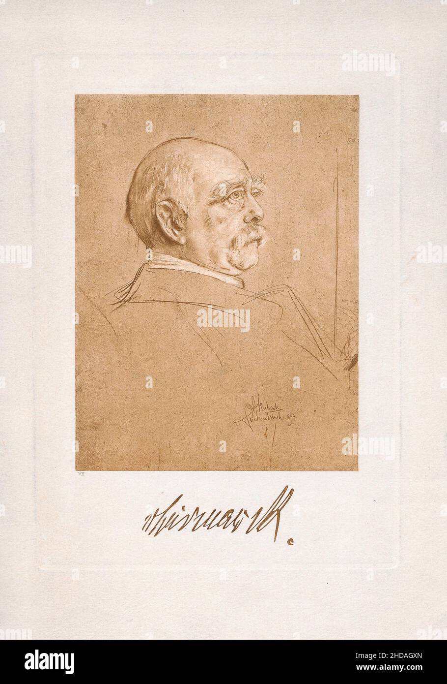 Porträt von Otto von Bismarck. 1895 Otto, Fürst von Bismarck, Graf von Bismarck-Schönhausen, Herzog von Lauenburg (1815–1898) war ein konservativer Deutscher Stockfoto